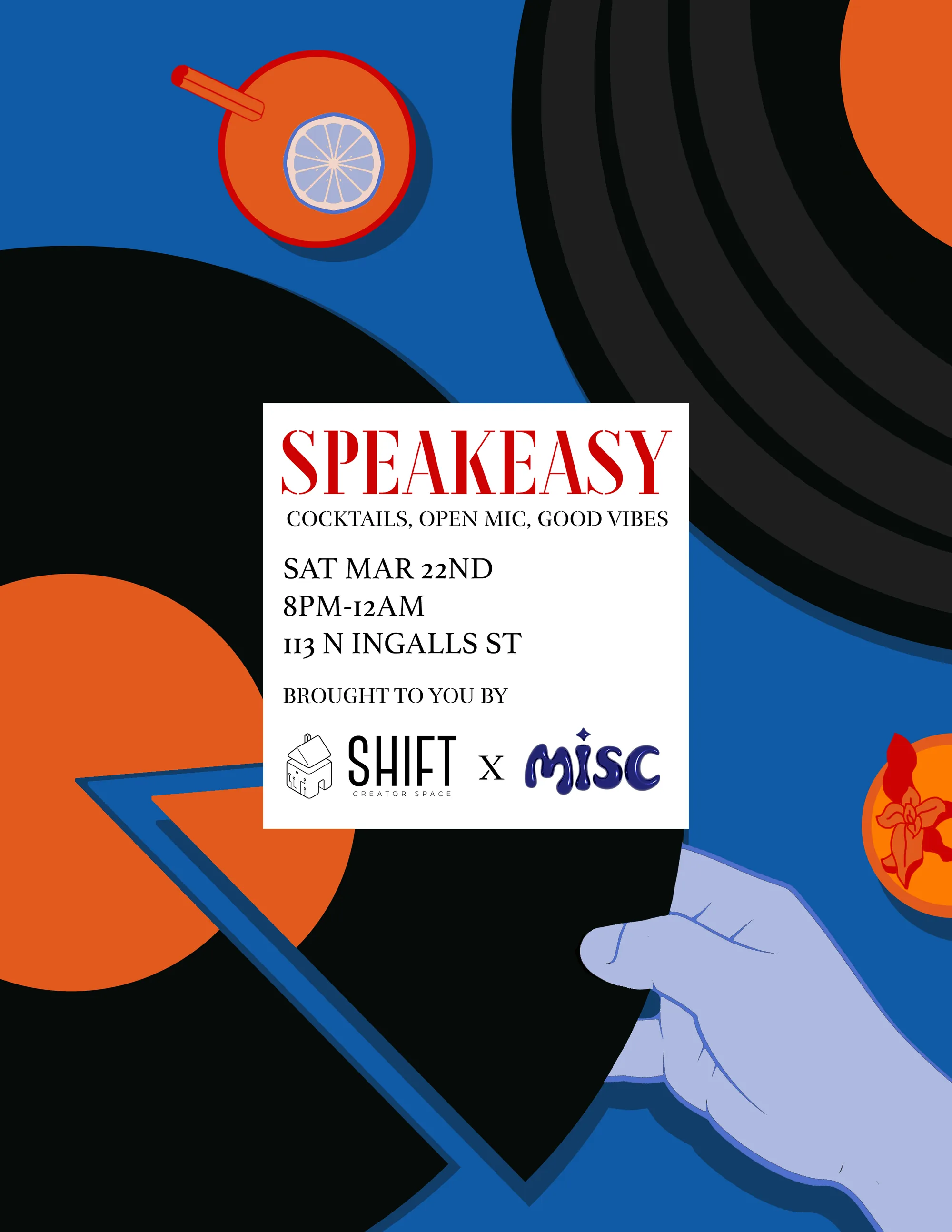 Speakeasy event poster